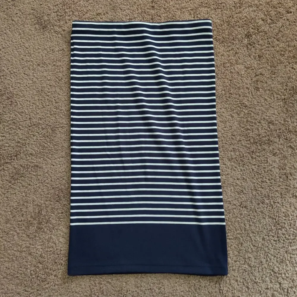 Polo‎ Ralph Lauren Pencil Skirt Women's L Striped Stretch Cotton Lyocell Blend